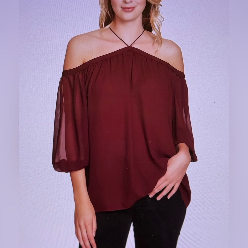 1.State Sheer Off The Shoulder Blouse